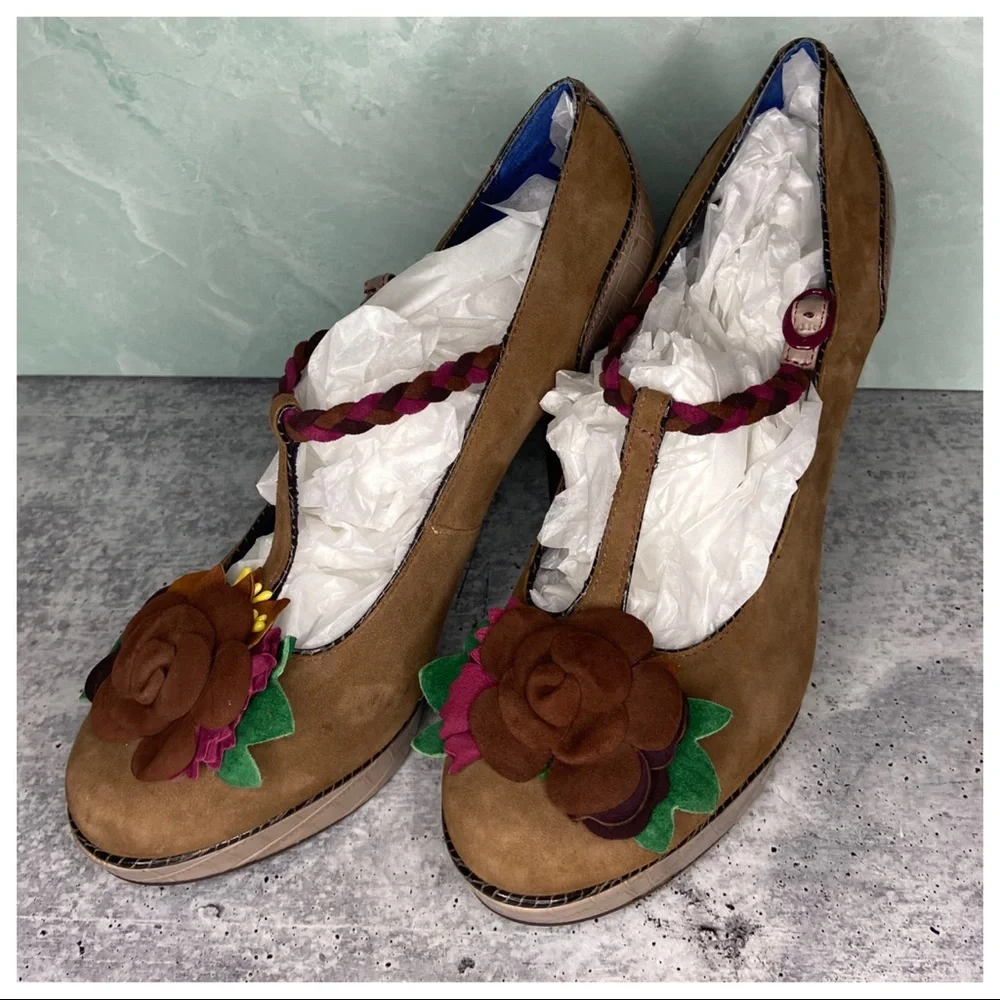 Poetic License Suede Rose Embellished High Heels - Picture 2 of 7